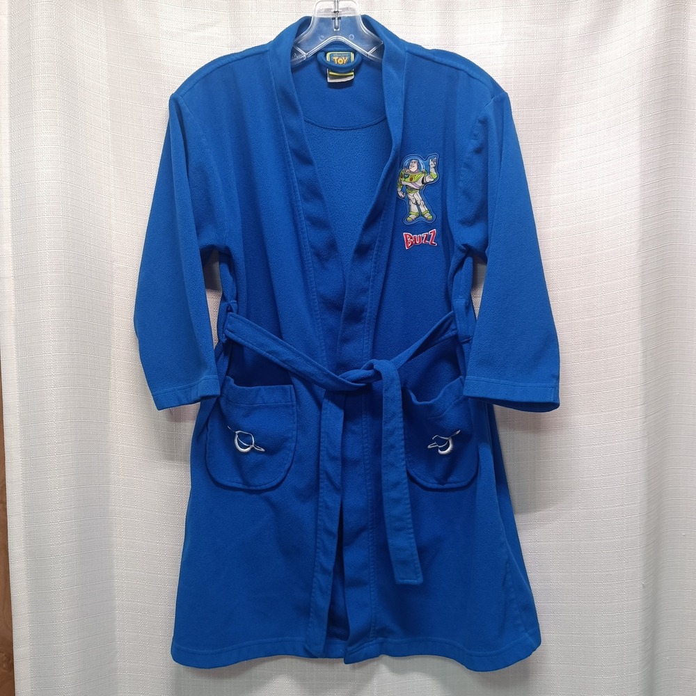 Disney Pixar Buzz Lightyear Robe Blue Kids L(8/10) Bathtime Cozy Toy Story